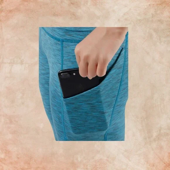 ODODOS High-Waisted Yoga Leggings – SpaceDye Blue (L) - Picture 7 of 8